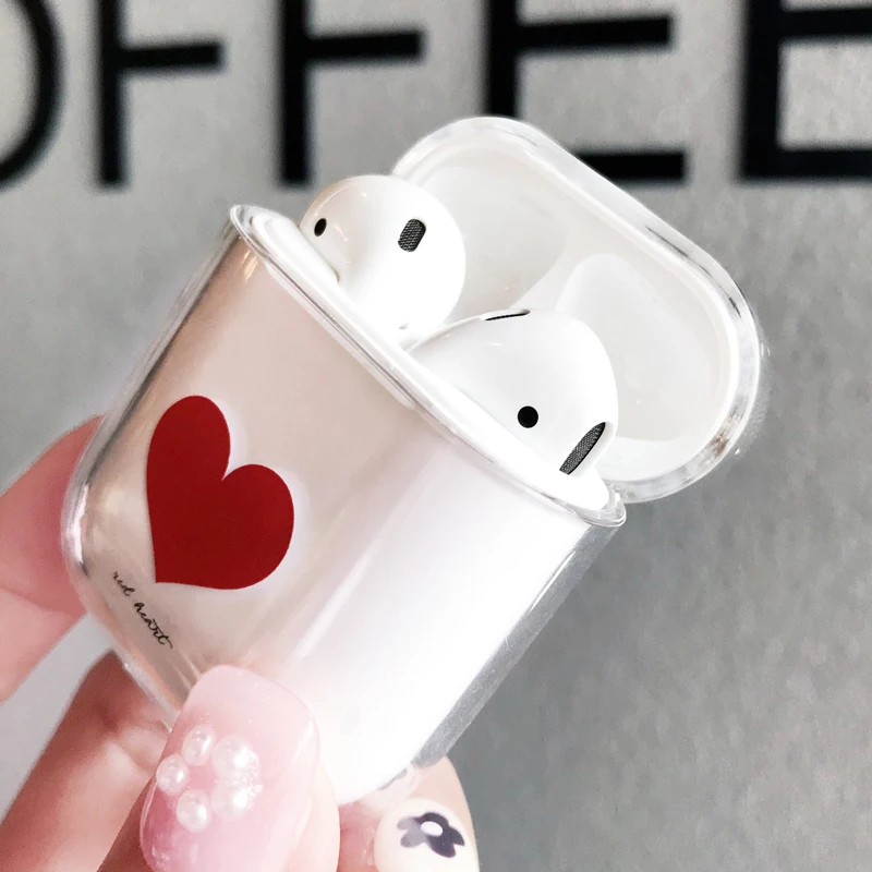 Модный прозрачный жесткий чехол love для AirPods милый Bluetooth гарнитуры защитный Airpod