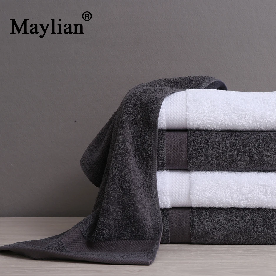 Высококачественное полотенце с вышивкой роскошное банное для отеля белое темно