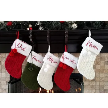 

Personalized Christmas Stocking, Christmas Decoration Cable Knit Stocking, Custom Name Christmas Gifts Holiday Stocking For Kids