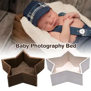 

Newborn Photography Props Mini Baby Wooden Bed Baby Shoot Container Five-pointed Star Bed Photo Studio Posing Prop Creative Prop