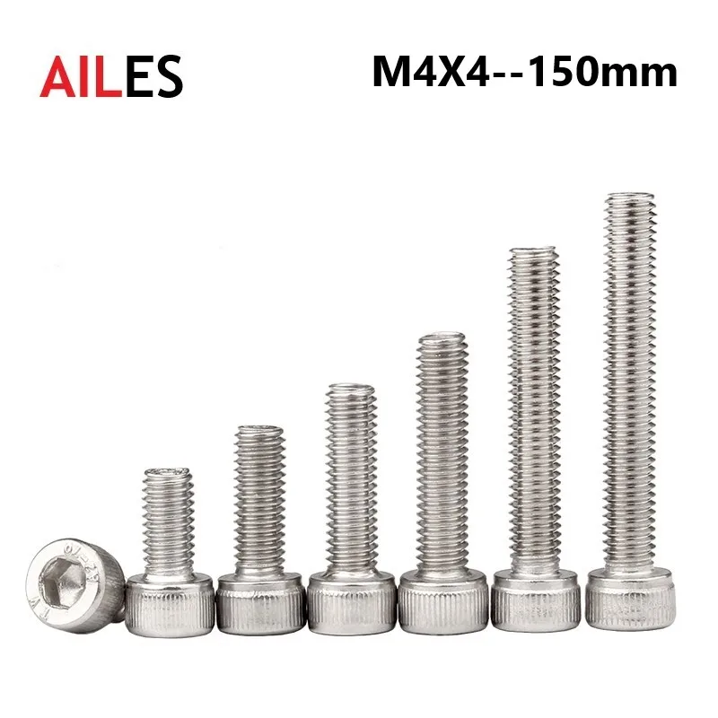 Parafusos de Cabeça Sextavada Allen Parafuso Din912 mm x 10 12 30 35 40 45 100 110 120 130 150 mm Aço Inoxidável m4 304