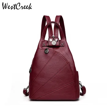 

WESTCREEK Brand Women Anti Theft Soft Leather Backpacks Female Ladies Small Backpacks for Female Retro Shoulder Bags