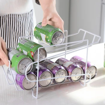 

Kitchen Refrigerator Fresh Drink Beer Cola Cans Storage Rack Solid Double-layer Finishing Shelf Beverage Desktop Storage Rack