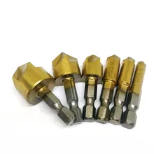 Шестигранный хвостовик Титан пять профилирование кромок рассверливания Chamferer 19/16/12/9/8/6 мм деревообрабатывающий зенковки сверло набор