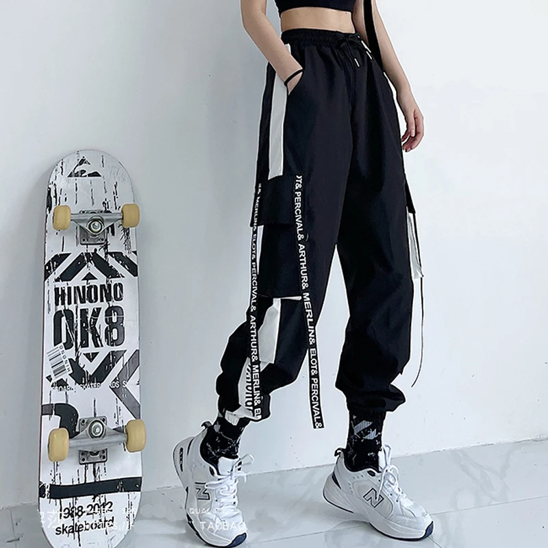 Women Cargo Pants High Waist Loose Sport Trousers Streetwear Clothing  Plus Size Casual Pant High Quality Elastic Waist Bottom 2