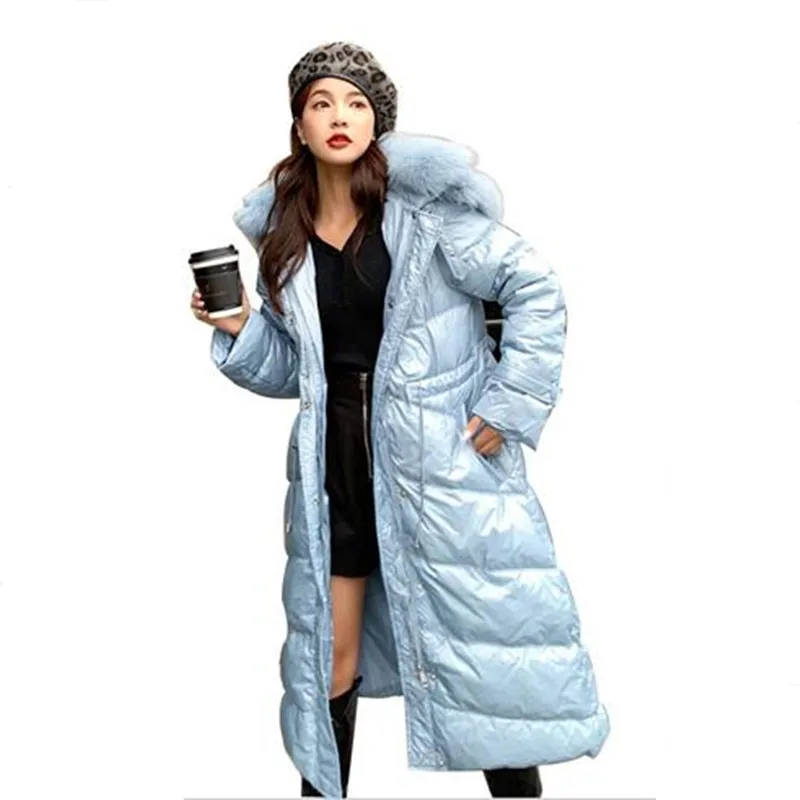 Женский утолщенный теплый зимний пуховик 90% белый утиный пух женская большая