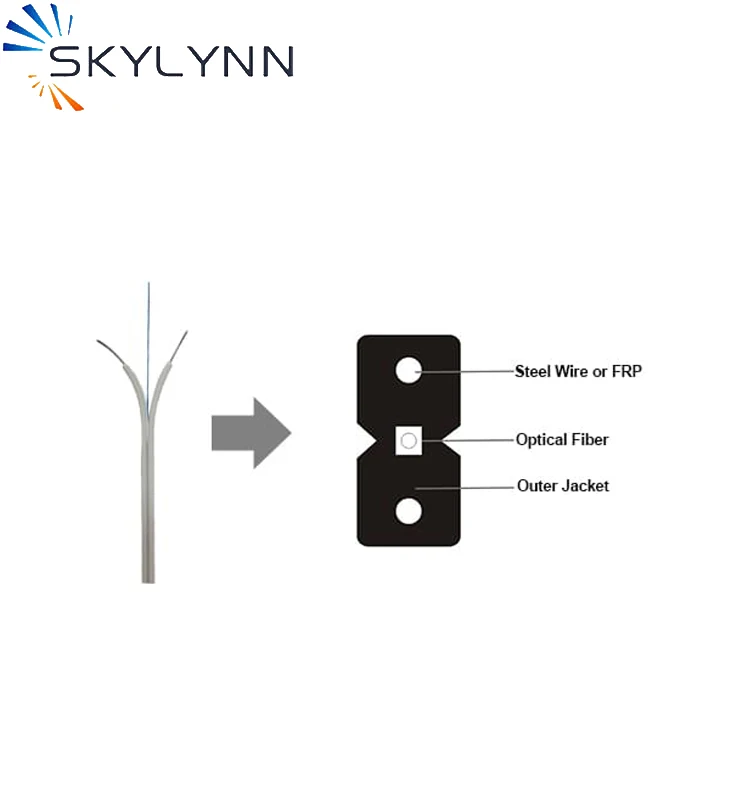 1KM Single Mode G652D/G657A1/G657A2 Single Core FTTH Fiber Optic Indoor Drop Cable with Steel Wire Strength Member LSZH Jacket