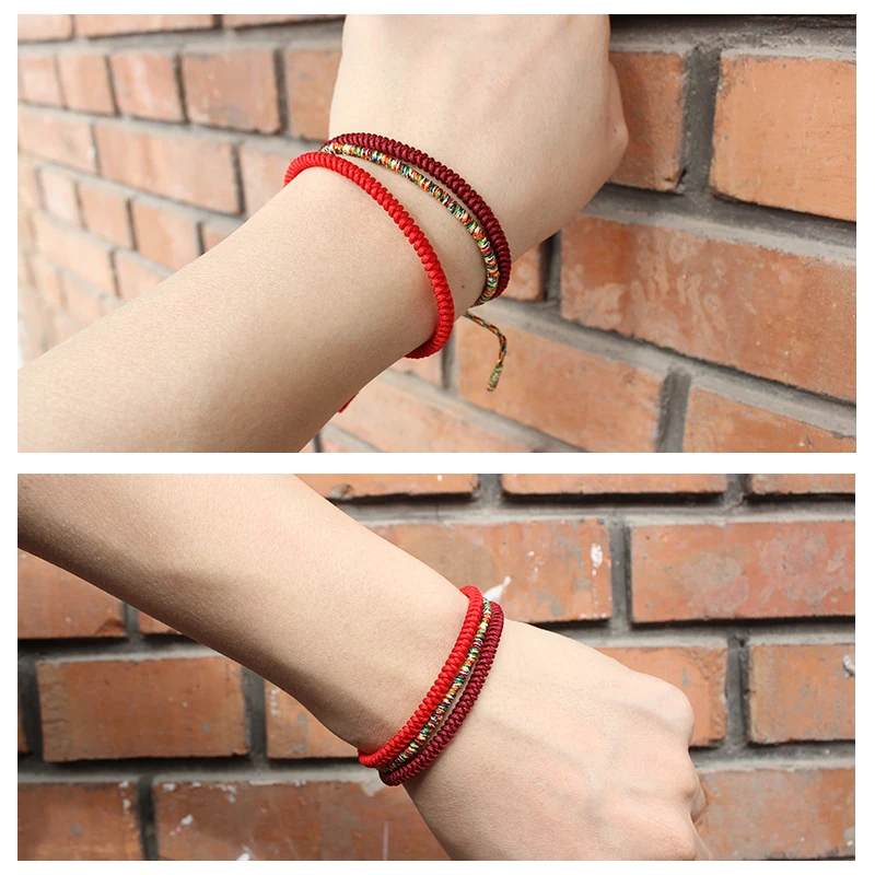 New Lucky Red String Bracelet Men Women Tibetan Buddha Prayer Handmade Yoga Prayer Rope thread Bracelet Size Adjustable