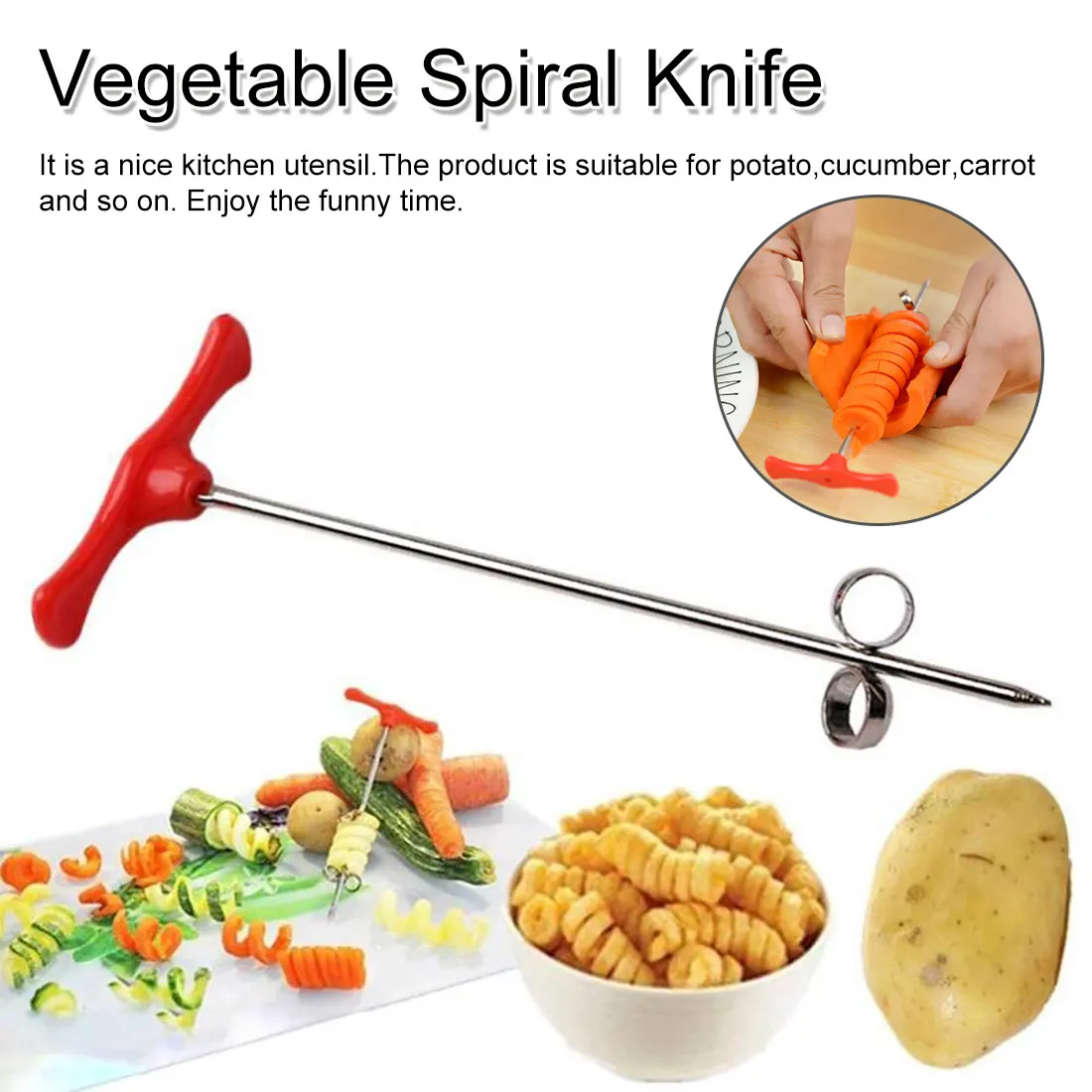 

Rotate Potato Carrot Cucumber Vegetables Spiral Knife Manual Spiral Screw Slicer Vegetables Spiral Knife Carving Tool