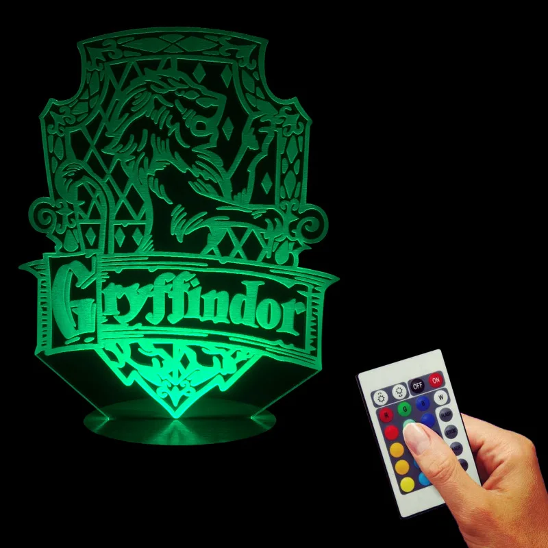 Gryffindor 3D цветной яркий визуальный маленький ночник пульт дистанционного управления Изменение цвета KT-C подарок на день рождения
