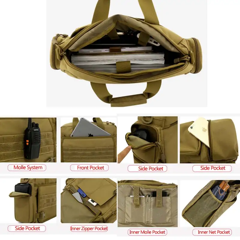 Sac à bandoulière pour ordinateur portable de 14 pouces XA182A, sacoche  militaire tactique de l'armée de Camouflage Camping randonnée voyage en  plein air Molle Sport pêche - Type Jungle Digital