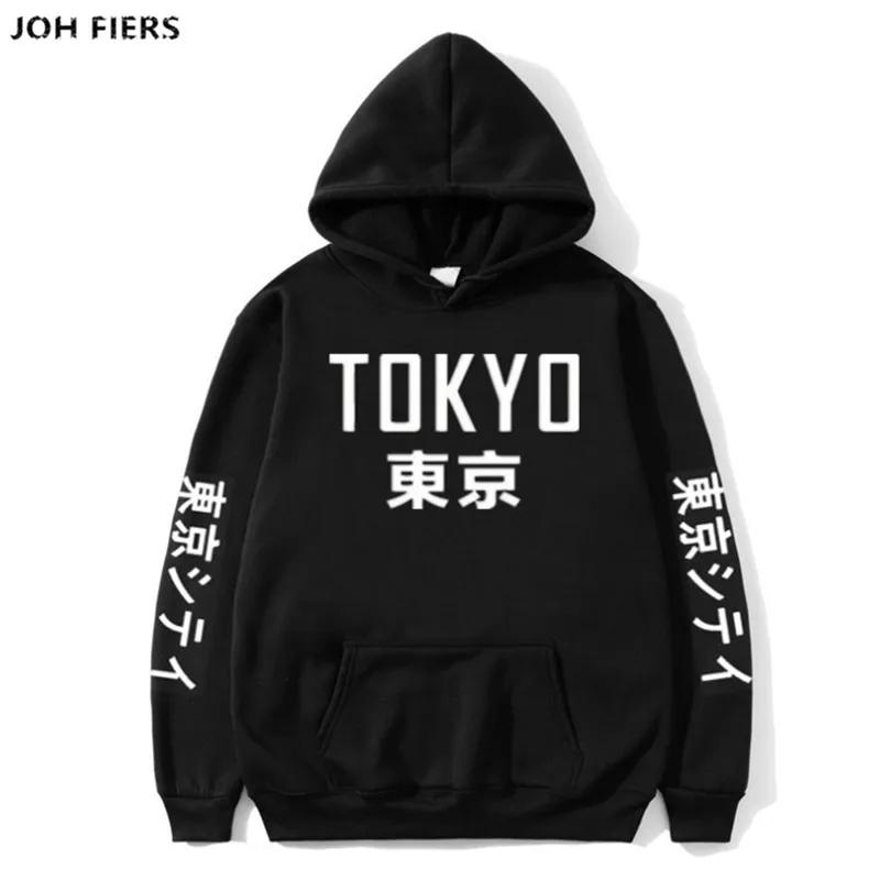 

2019 New Arrival Japan Harajuku Hoodies Tokyo City Printing Pullover Sweatshirt Hip Hop Streetwear Men/Women black hoodies S-2XL