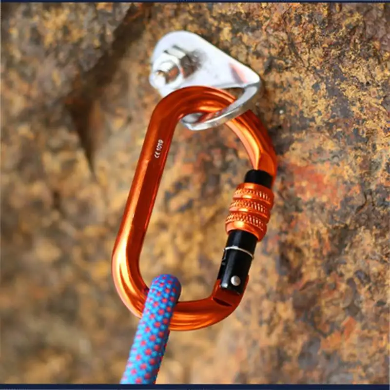 25KN Aluminum Alloy Safety Buckle with Lock O-type Quick Clip Screw Lock Security Carabiner Keychain Rock Climbing Equipment