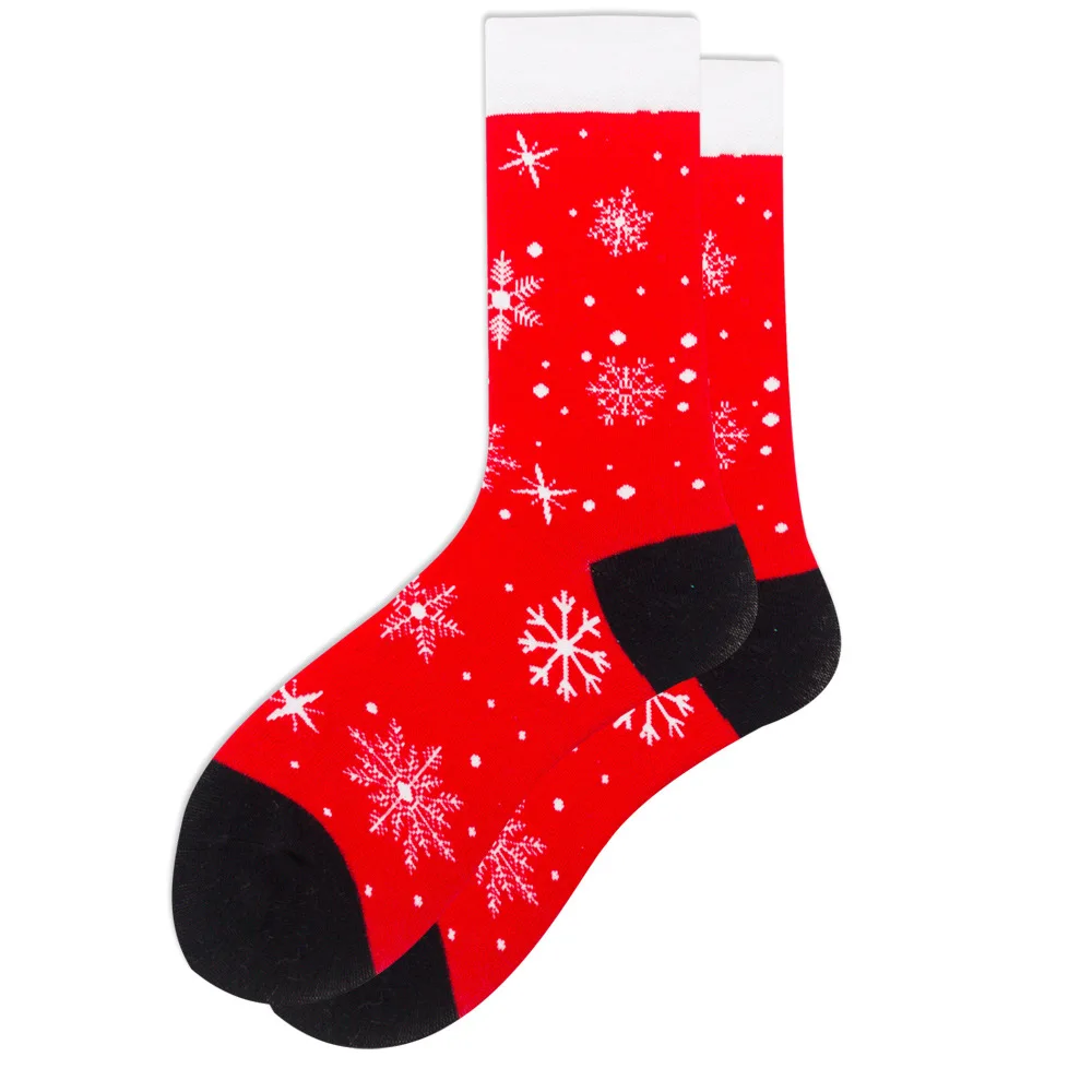 DOIAESKV Autumn Winter Christmas Socks Men Funny Skull Bicycle Snow Elk Gift Cotton Happy Socks New Year Santa Claus EU 38-46 - Цвет: 11 Red Snow