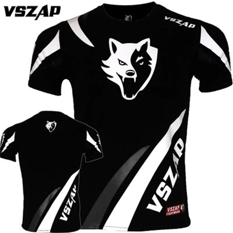 

VSZAP Man Kick Boxing T-shirt Fighting Workout Clothes Muay Thai Training Quick Dry MMA Fighting Sports Running