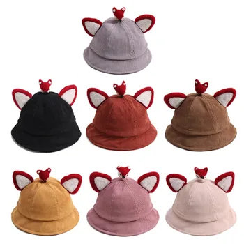 

Fashion Ears Cartoon Hats Baby Hats For Girls Bucket Hat Boys Cap Children Sun Autumn Cap Kids Solid Beach Caps