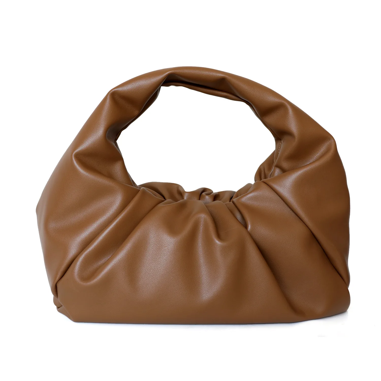 

2020 Spring New Bag Cow Leather Genuine Leather Ruched Women Shoulder Bag Purses and Handbags High Capacity Casual Tote