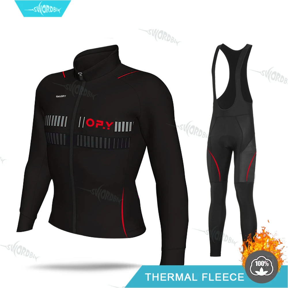 Ciclismo, одежда для велоспорта, MTB, длинный рукав, Джерси, набор, Aleing, зимняя мужская велосипедная форма, теплая флисовая куртка, одежда для триатлона - Цвет: Bib Cycling Set
