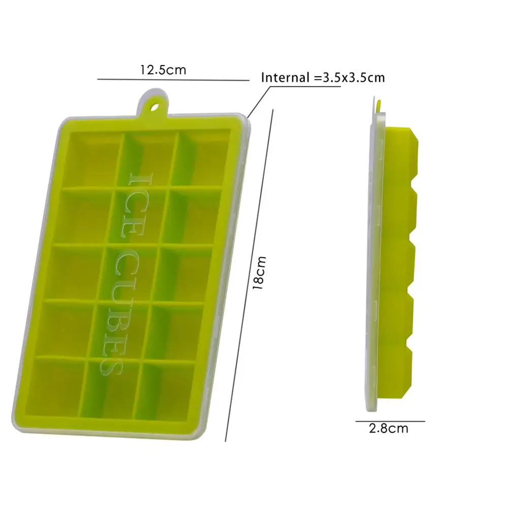 

GloryStar 15-Hole Food Grade Silicone Ice Cube Mold Whisky Ice Tray with Lid Square-shape DIY Ice Mold