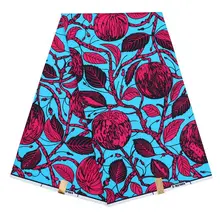 Вощеная ткань с Африканским узором настоящий голландский воск 6 ярдов Новое поступление красные яблоки принт небесно-голубая ткань