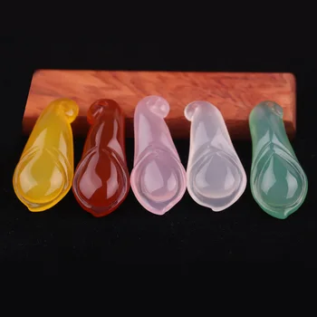 

Natural Agate Chalcedony Magnolia Pendant Necklace Jewellery Fashion Accessories Hand-Carved Man Woman Luck Amulet Sweater Chain