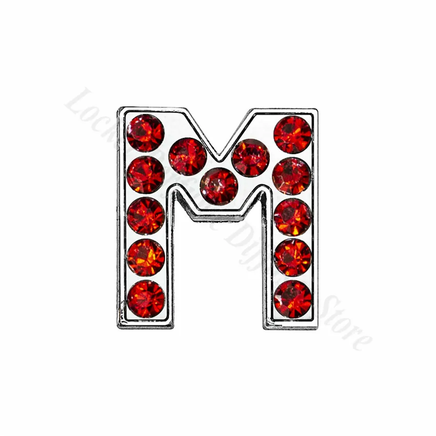 1 шт., A-Z, 8 мм, красные буквы для именных браслетов со стразами, подходят для DIY браслетов и Ошейников для домашних животных, ювелирных изделий для женщин - Окраска металла: M