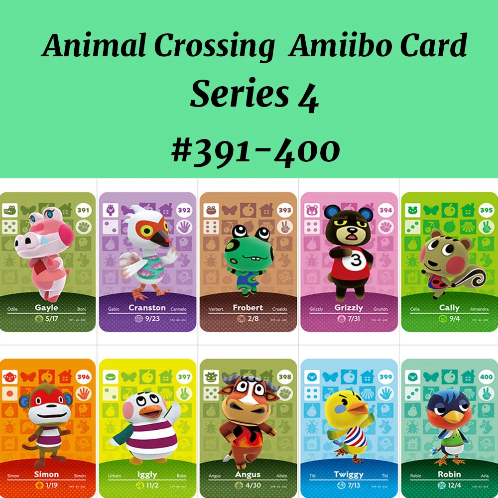 

Series 4(391-400) Animal Crossing Card NFC Amiibo Card Work for NS Games