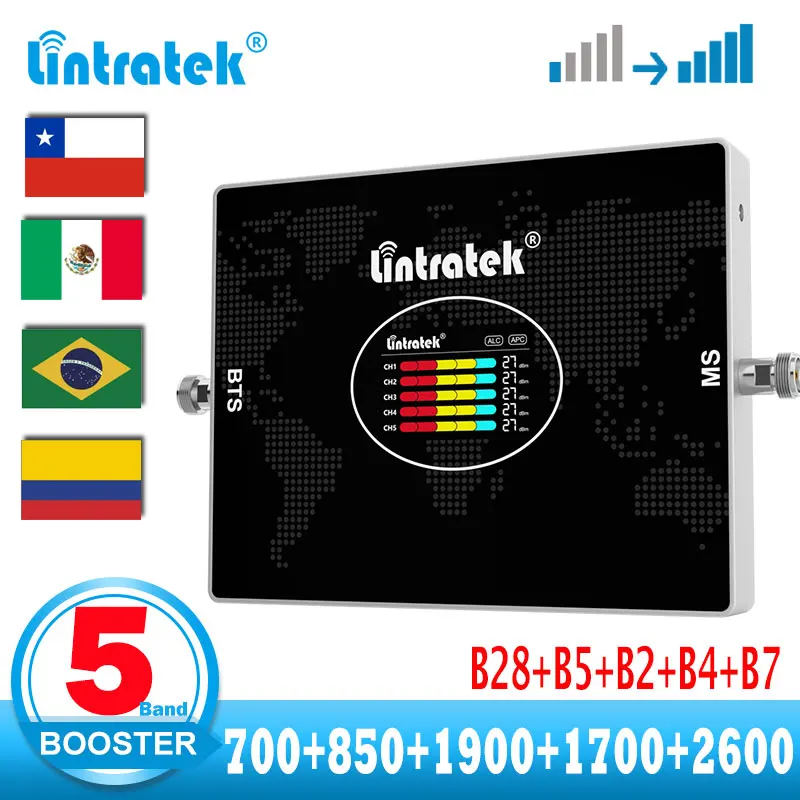 Lintratek пятиполосный сотовый ретранслятор B28 LTE 700 850 1900 1700 2600 усилитель GSM850 шт. B2 AWS