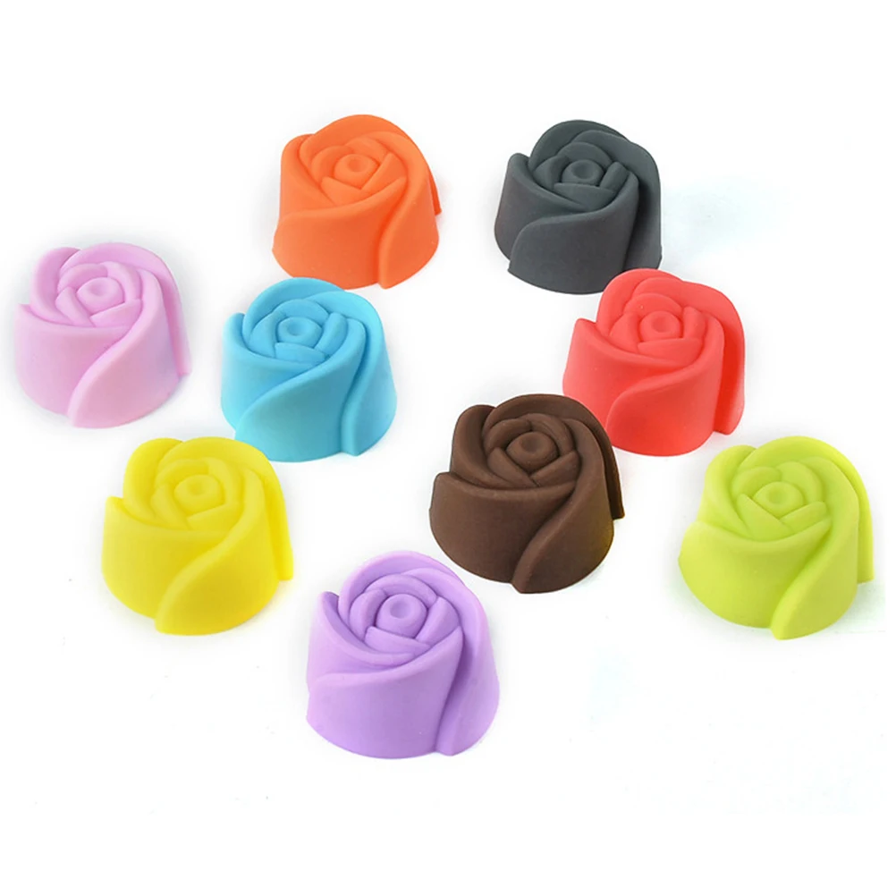 8pcs Silicone Cupcake Liner Muffin Baking Cup Rose Flower Decorative Muffin Cake Baking DIY Tool Liners For Pudding Chocolate