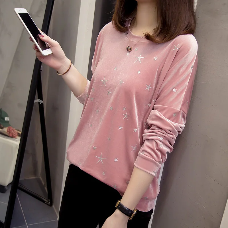 

2020 Autumn New Woman Sweatshirt Winter Fashion Silver Big star Pullovers Sweatshirts Oversize Korean Loose Tops Plus size Tees