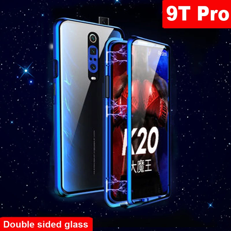 Роскошный Магнитный адсорбционный чехол для Xiaomi Mi 9T Pro, металлическая рамка, двусторонняя стеклянная крышка 9 t 9 TPro, защитный чехол для телефона в виде ракушки