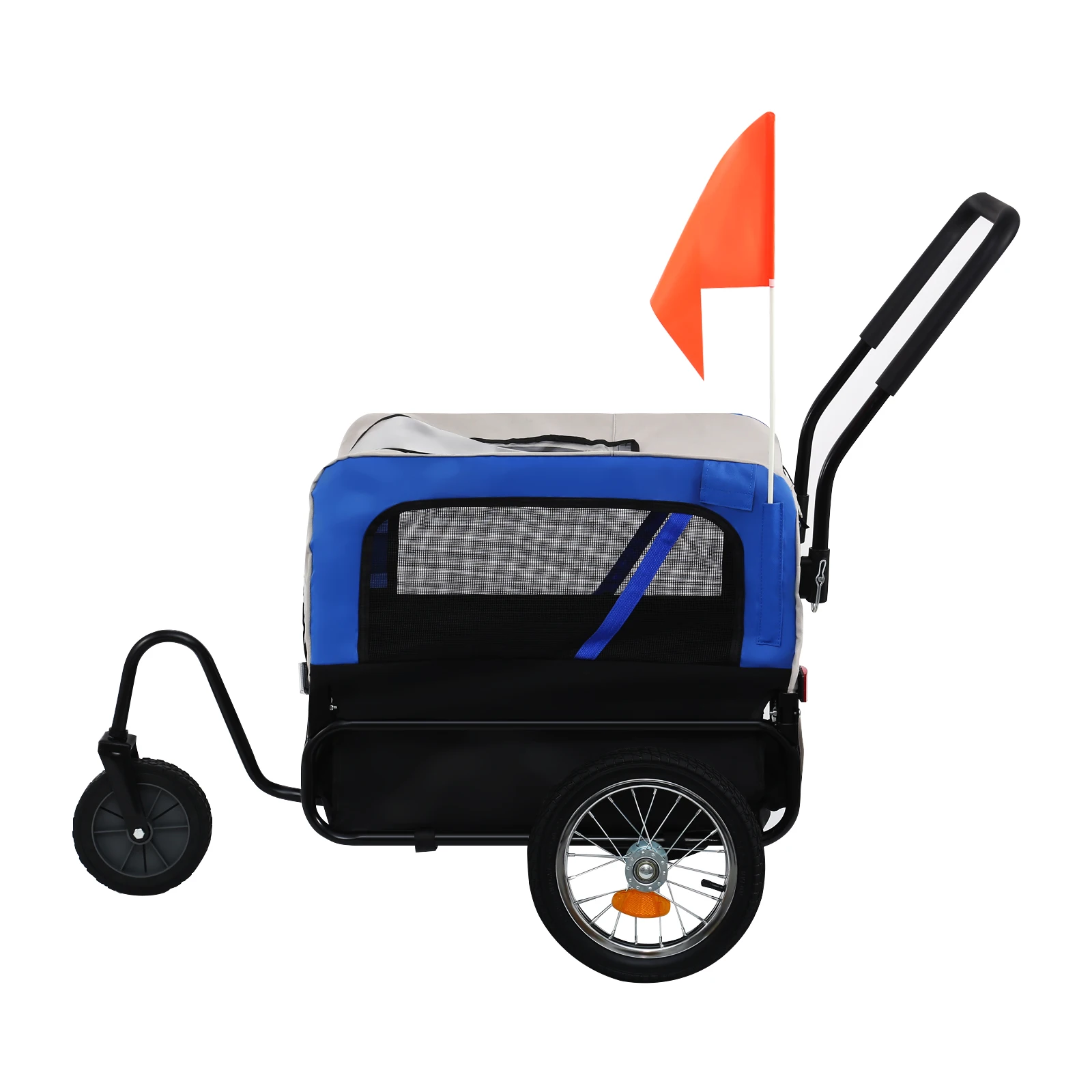 Yonntech 2 in 1 Convertible Pet Bike Trailer & Jogging Stroller Cargo Trolley Storage Cart