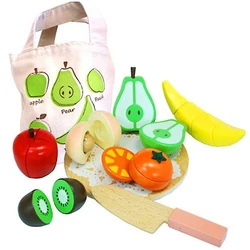 Sac en tissu magnétique pour enfants, coupe de fruits magnétiques, musique Puzzle créatif, légumes cuisine maison de jeu jouets en bois contient du citron 