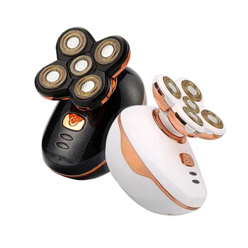 

5in1 Electric Shaver 4D Rotating Floating Heads Razors Beard Nose Ear Hair Trimmer Men Facial Cleaning Brush Wet-Dry Dual Use