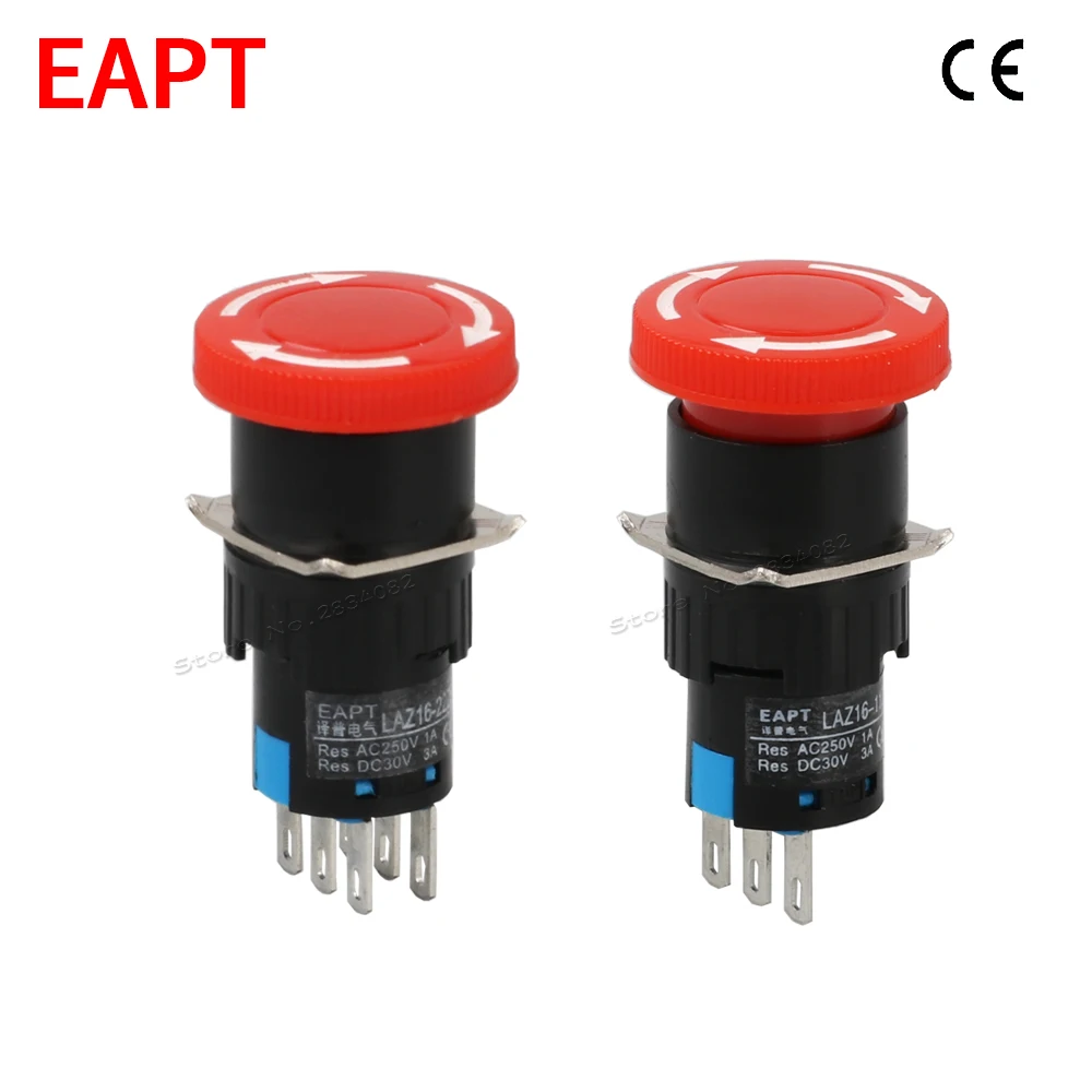 16mm Emergency Stop Button Switch Push Lock Rotary Reset Button Switch