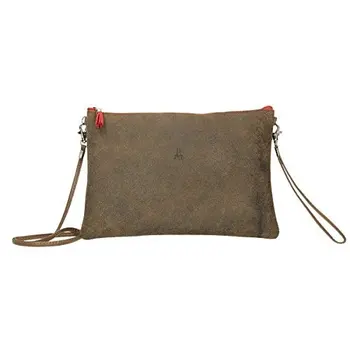 

1ª quality leather shoulder bag, zipper closure, shoulder handle and hand handle, 28x19x2 cm. Brown