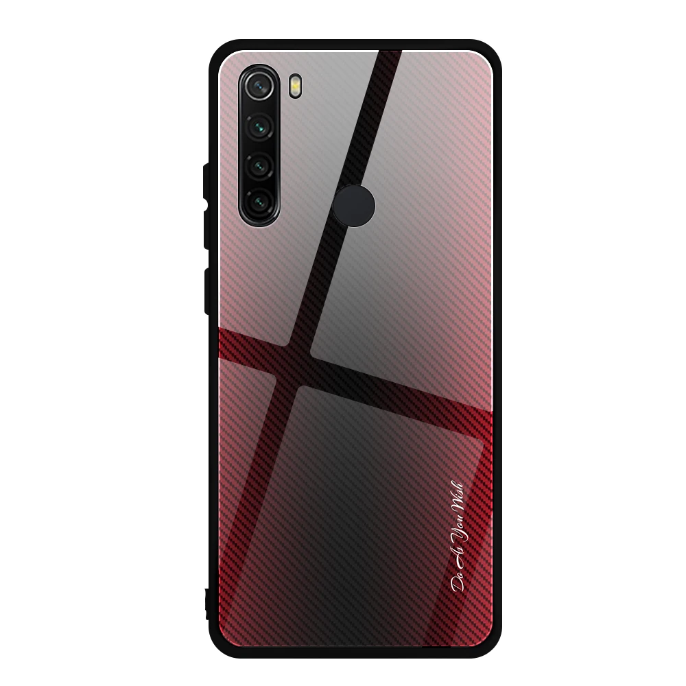 red Градиентная текстура чехол из закаленного стекла для телефона для Redmi Note 8 pro Note 8T роскошный стеклянный чехол для Redmi Note 7 pro Note 5 6 pro Чехол - Цвет: red
