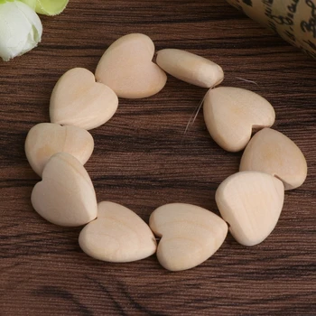 

Mini Wood Love Hearts Bead 20mm No Varnish DIY Beads Baby Teether Wooden Teething Beads GXMB