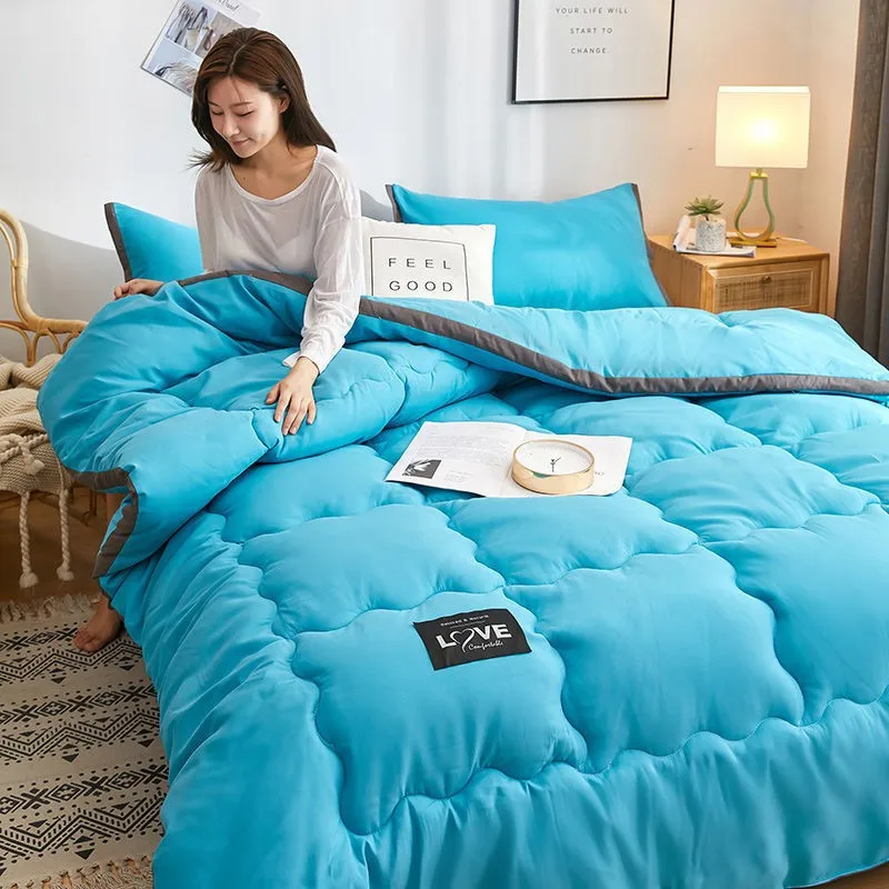 

NN New Design Winter Thicken Warm Quilt Pure Color Style Comforter Blanket Home Hotel Duvets King Queen Sizes Bed Cover Bedding