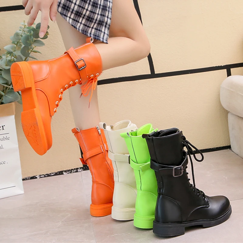 

Colorful Fall Boots Women Fashion White Boots Women 2019 New Winter Autumn Women Boots Combat Boots For Women Black Ankle Boots