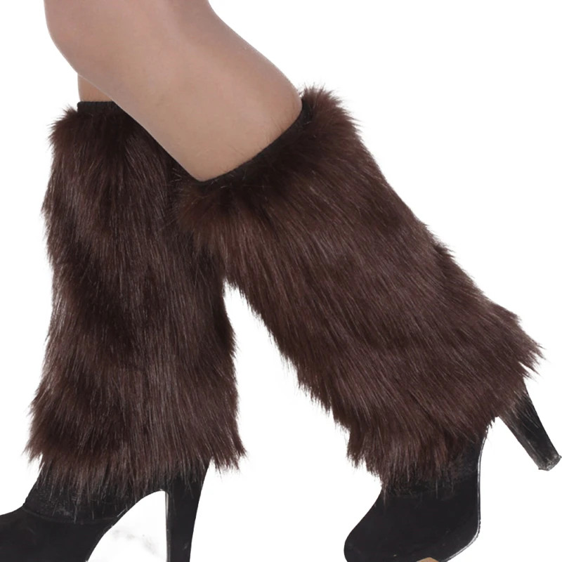 Winter Women's Leg Warmers Covers Furry Solid Faux Fur Boot Fluffies Trendy Leg Warmer