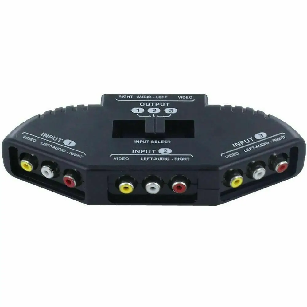 EastVita 3 Way RCA переключатель сплиттер в 1 выход Аудио Видео AV Селектор с