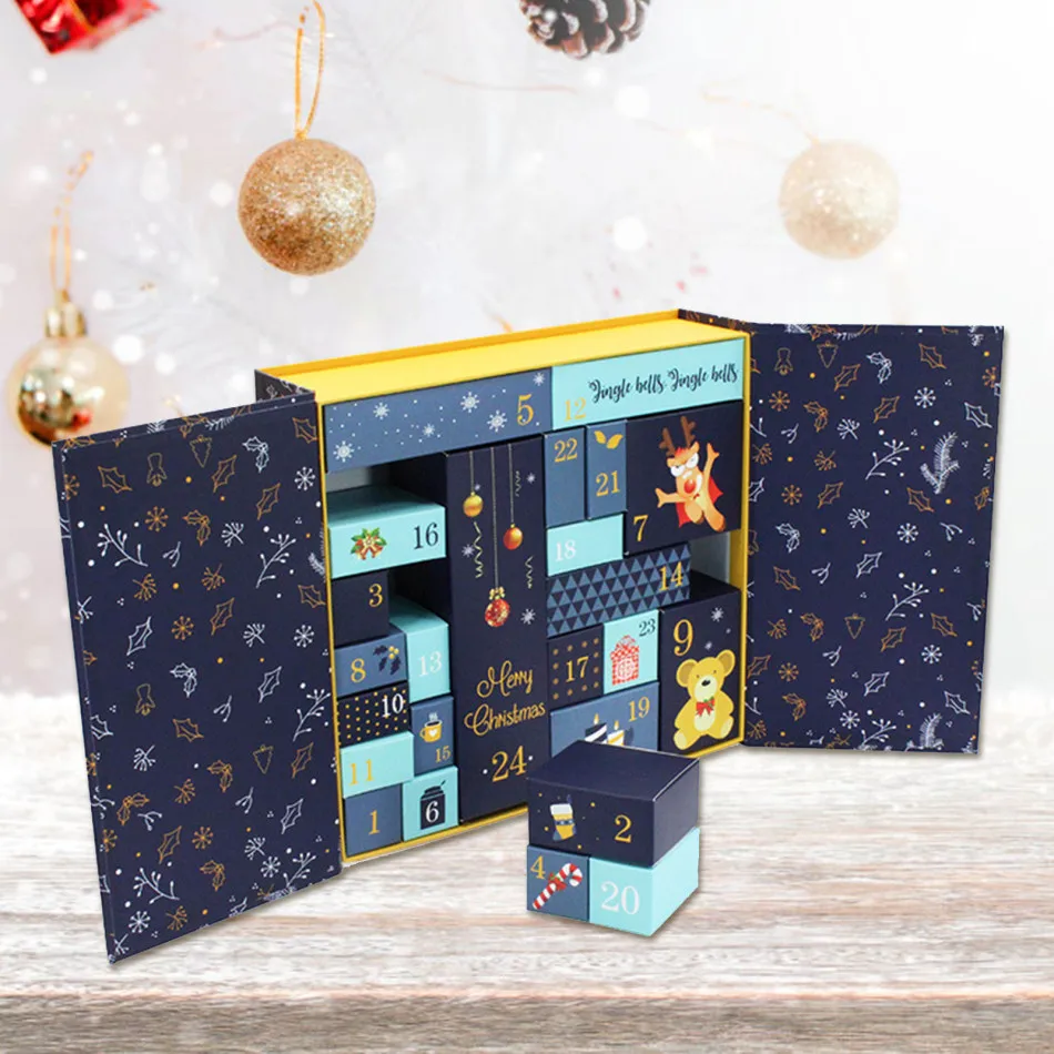 DIY Calendarios Adviento para Dulces Joyas Frutos Secos Chocolate 24 Cajas de Regalo Navidad con 24 Pegatinas de Números Navideños O-Kinee Calendario de Adviento 