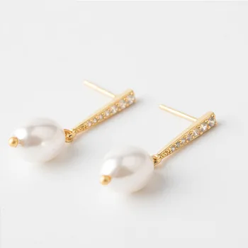 

Japanese and Korean style new S925 sterling silver earrings set for women diamond pearl simple fashion personality earrings