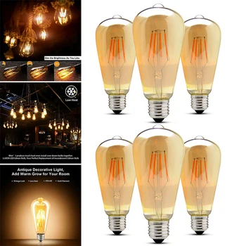 

6X Bulbs Dimmable Retro E27 Vintage Edison Bulb 4W ST-64 Golden Color LED Filament Lights 220/110V 50/60Hz Best Selling