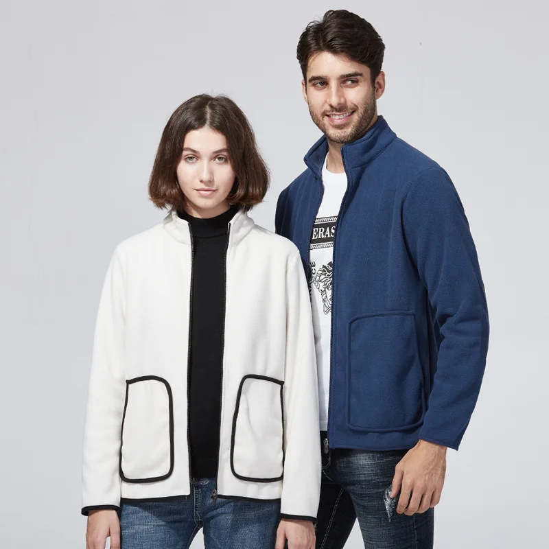 

Outdoor zhua rong yi Coat Polar Fleece Women Thick Warm Cardigan Stand Collar Couples zhua rong yi Sweater Customization Logo