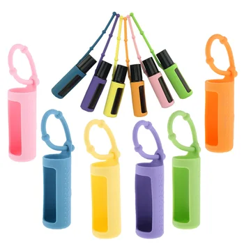 

10ml Essential Oil Bottle Protective Cover, Roller Bottle Holder Sleeve Protector Case with Hang Rope, Anti Slip