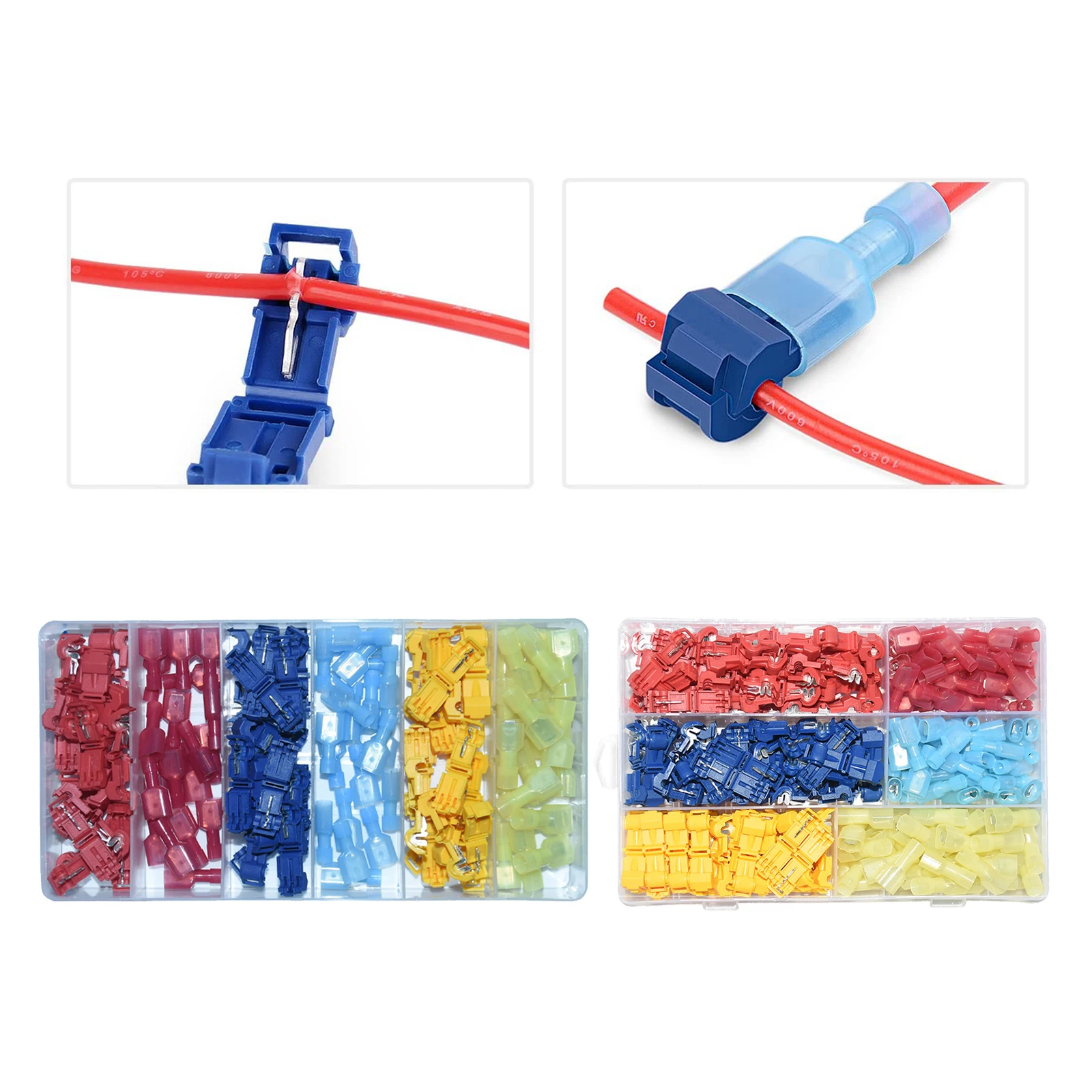 New 120/240pcs / Set T-tap Wire Connectors Male Terminals Kit with