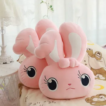 

Plush Rabbit Pillow Soft Stuffed Animals Pink Rabbit Head Toy For Children Sofa Home Decoration Kawaii Girls Gifts Kids Pillow