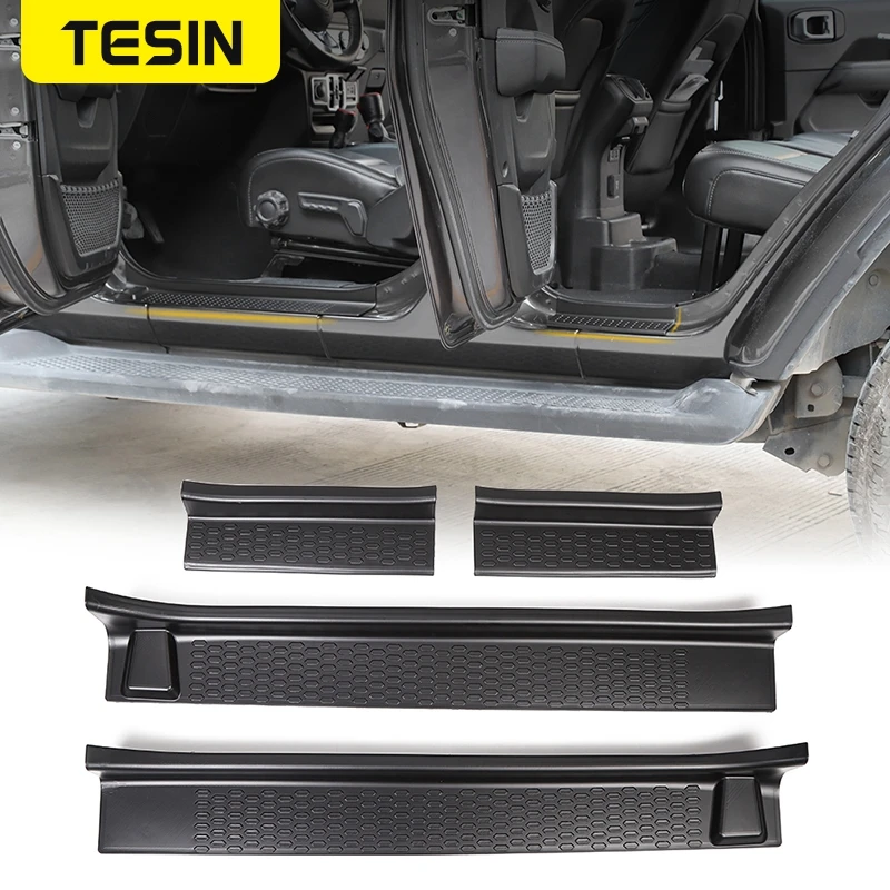 

For Jeep Wrangler JL 2018 2019 Gladiator JT 2020 Welcome Pedal Cover Door Enter Guard Sill Scuff Plate ABS Black Car Accessories